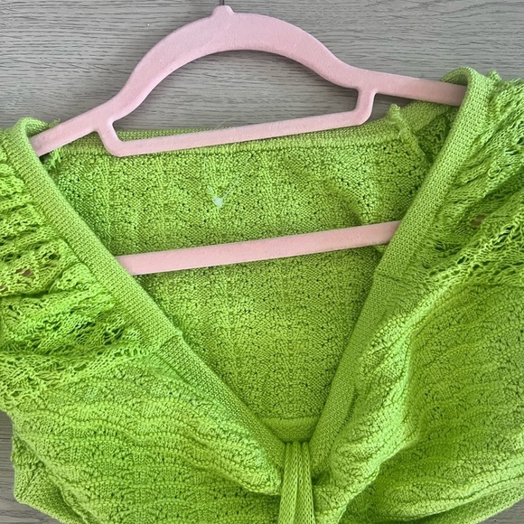 Lime Green Crochet Cutout  Maxi Dress Size Medium - Picture 5 of 10